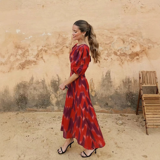 Damen Sommerkleid mit buntem Stickdesign und lockerem Schnitt R&B