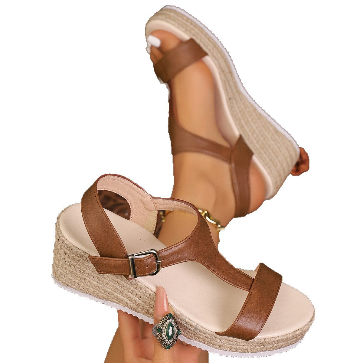 Damen Wedge-Sandalen mit luftiger Sohle und verstellbarem Riemen R&B