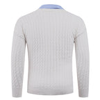 Herren Strickpullover mit Zopfmuster und V-Ausschnitt R&B