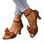 Damen elegante High Heel Sandalen mit modischer Schleifen-Applikation