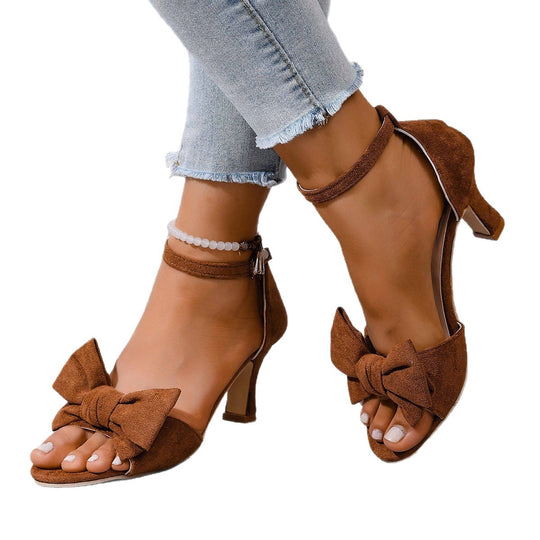 Damen elegante High Heel Sandalen mit modischer Schleifen-Applikation R&B