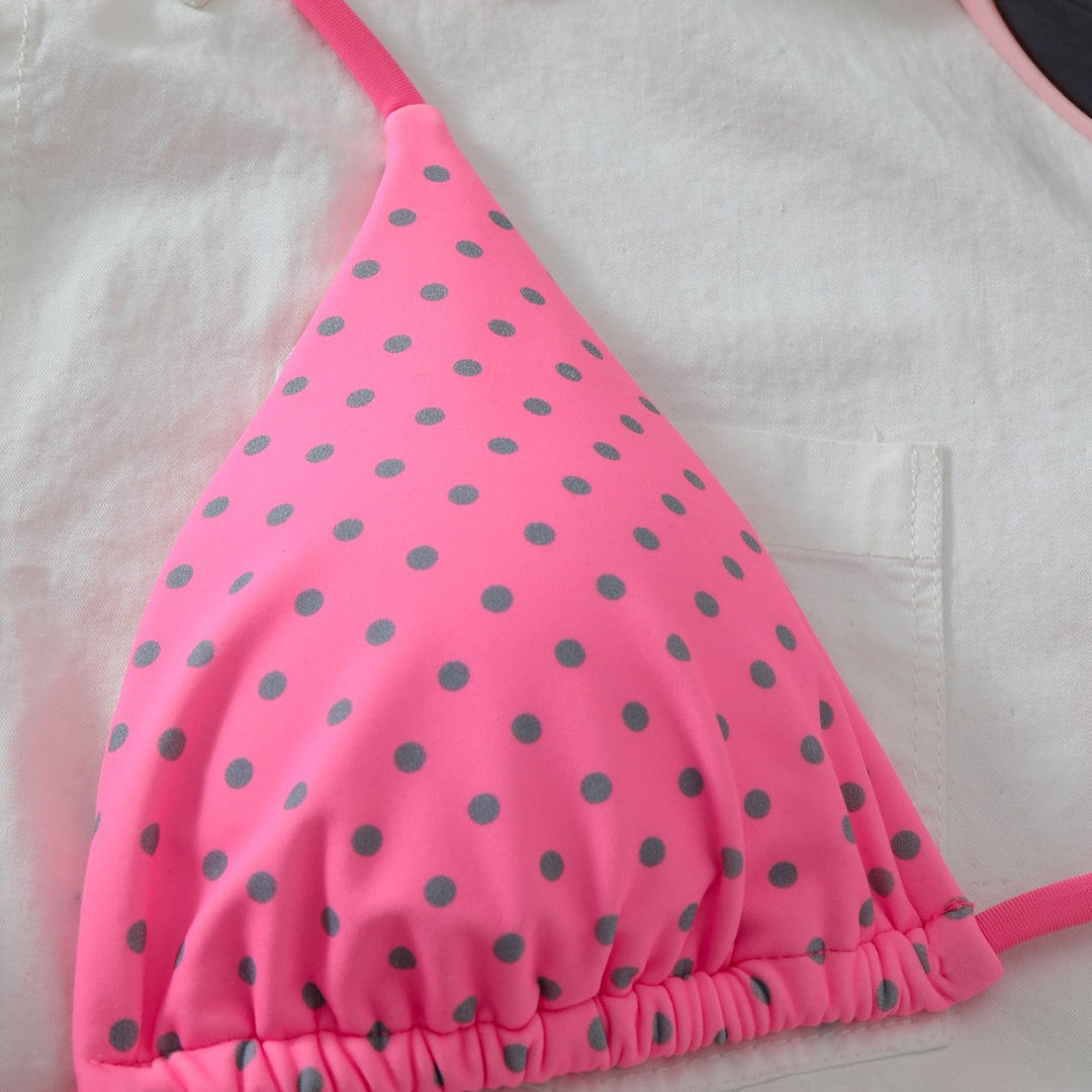 Damen Triangel-Bikini mit verspielten Punkten und verstellbaren Trägern R&B