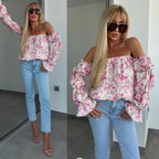 Damen Off-Shoulder Bluse mit Rüschendetails und floralen Mustern R&B