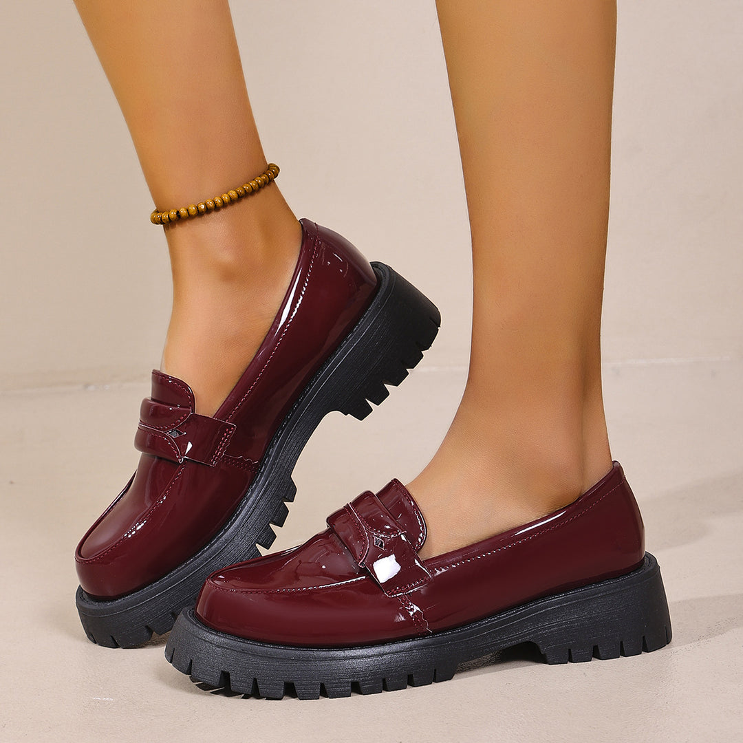 Damen Modische Leder-Mokassins mit rutschfester Profilsohle R&B