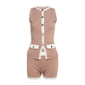 Damen Sportlicher romper mit knopfbeschlägen und Taschen R&B