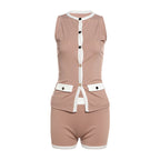 Damen Sportlicher romper mit knopfbeschlägen und Taschen R&B