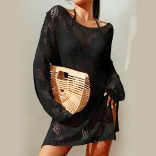 Damen luftiger Häkel-Strandpullover R&B