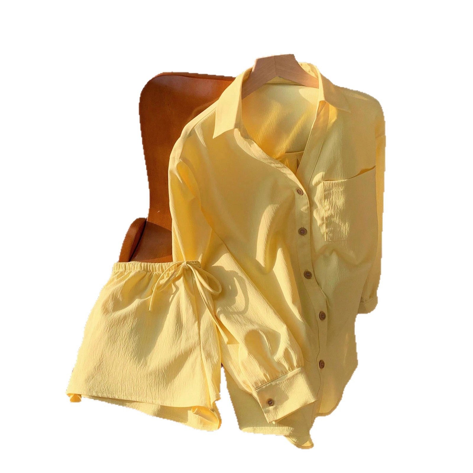 Damen lässiges Kurzarmhemd und Shorts Set R&B