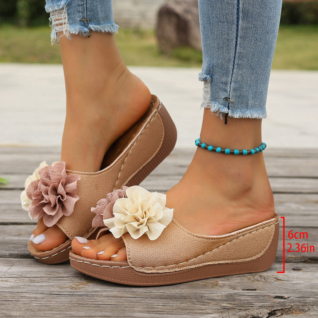 Damen Plattform-Pantoletten mit floralem Design und komfortablem Fußbett R&B