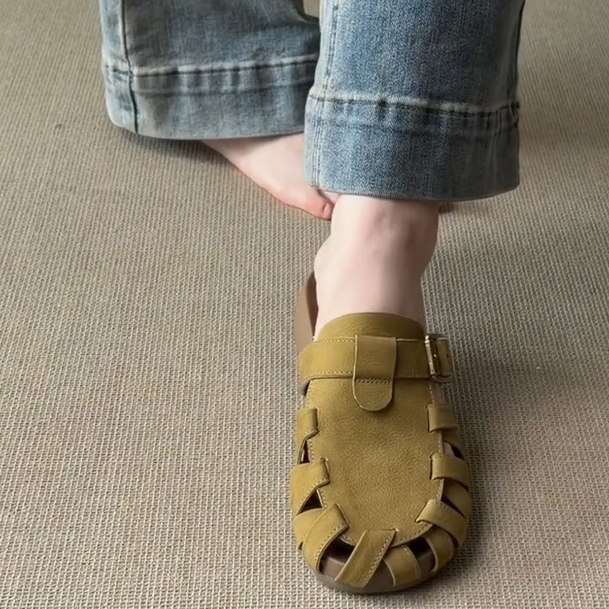Damen Komfortable Sandalen im mediterranen Stil mit geflochtenem Riemendesign R&B