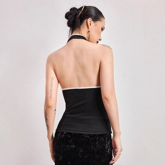 Damen Hochgeschlossenes Trägertop mit Drachenmotiv R&B