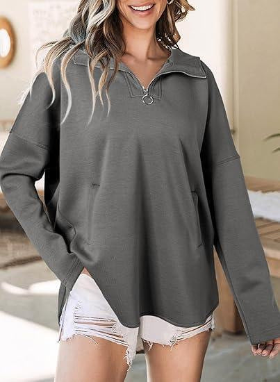 Damen lässiger Sweatshirt mit Reißverschluss R&B