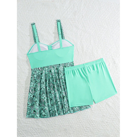 Damen Tankini mit verspieltem Rüschenrock und bequemen Shorts R&B