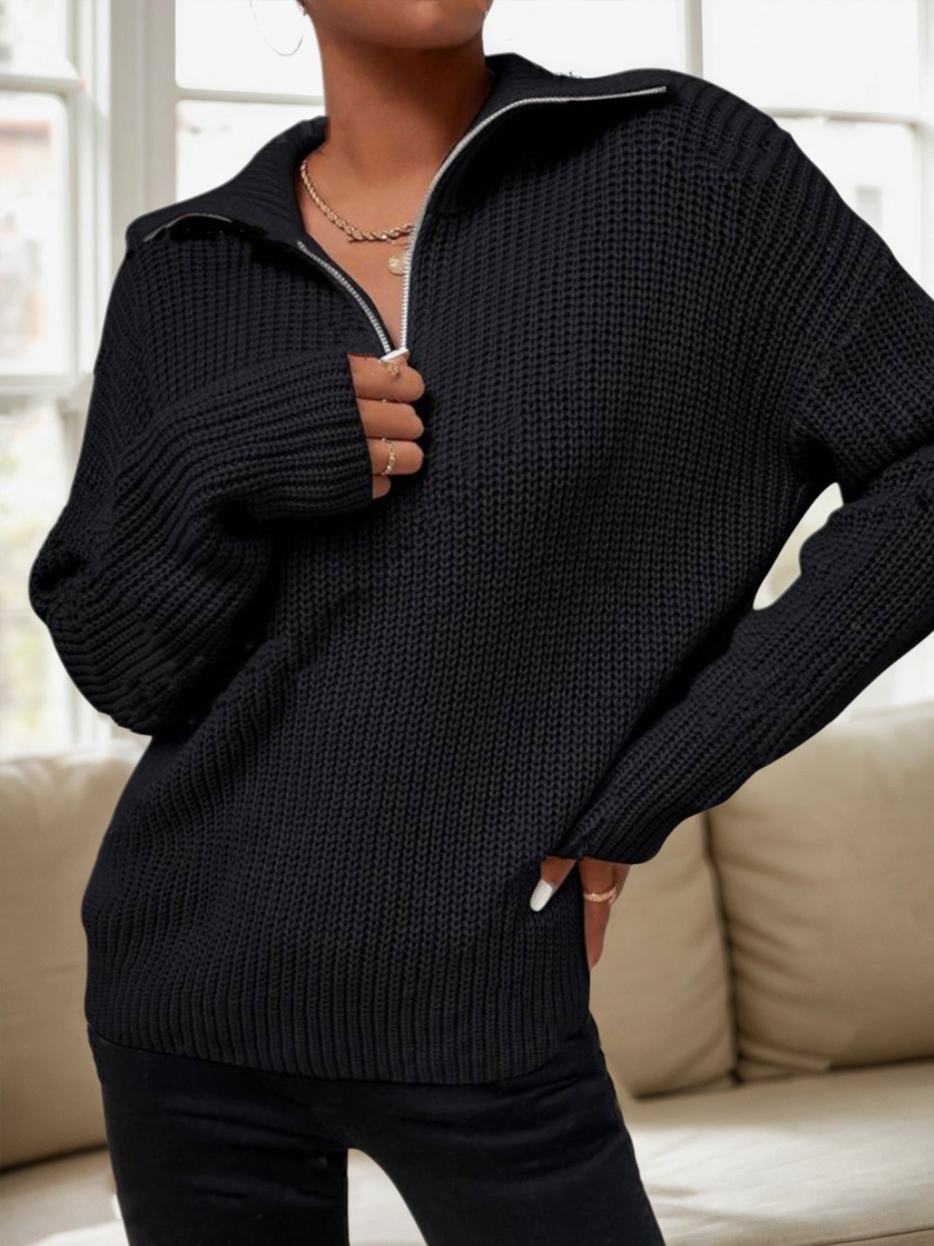 Damen lockerer Strickpullover R&B
