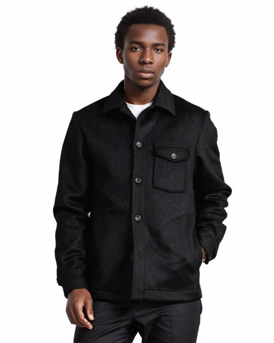 Herren modische Wolljacke mit Brusttasche und Knopfdetails R&B