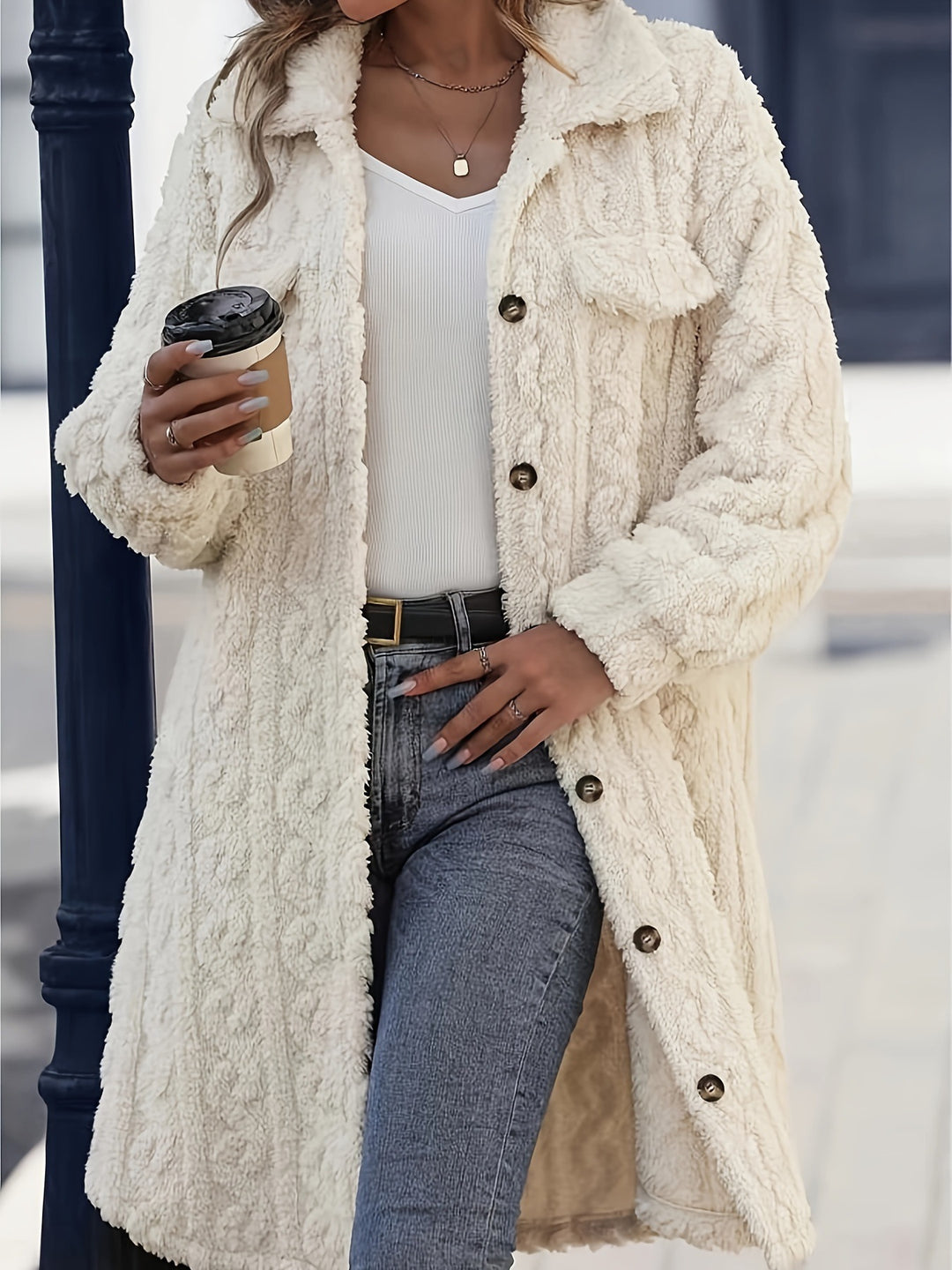 Damen Kuscheljacke mit hochwertigem Strukturdesign und praktischen Taschen R&B