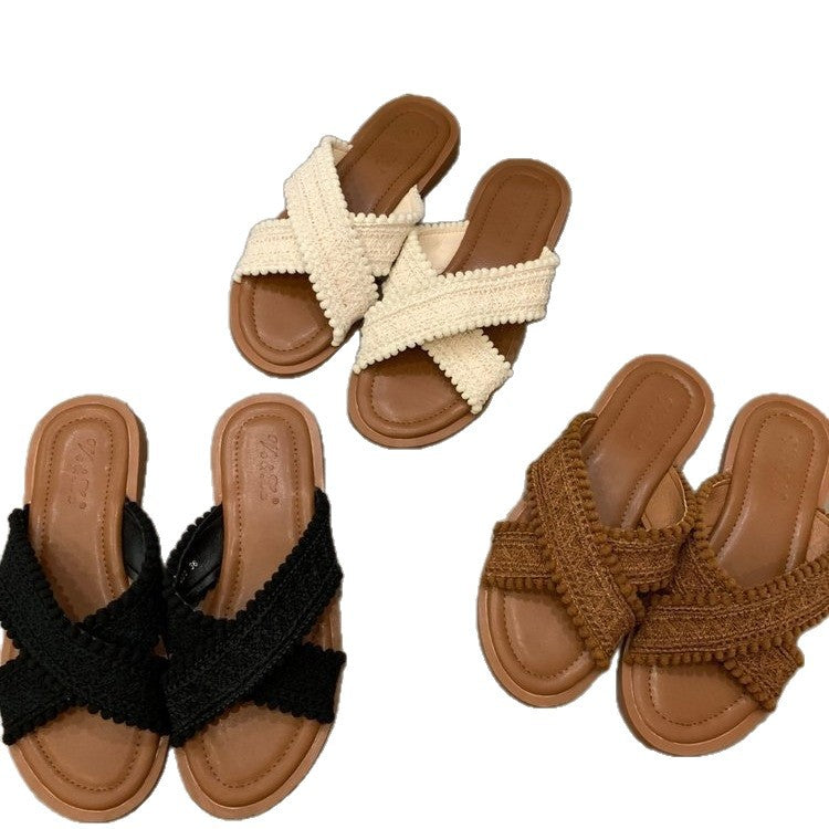 Damen Sandalen mit gekreuztem Riemendesign und komfortablem Fußbett EB