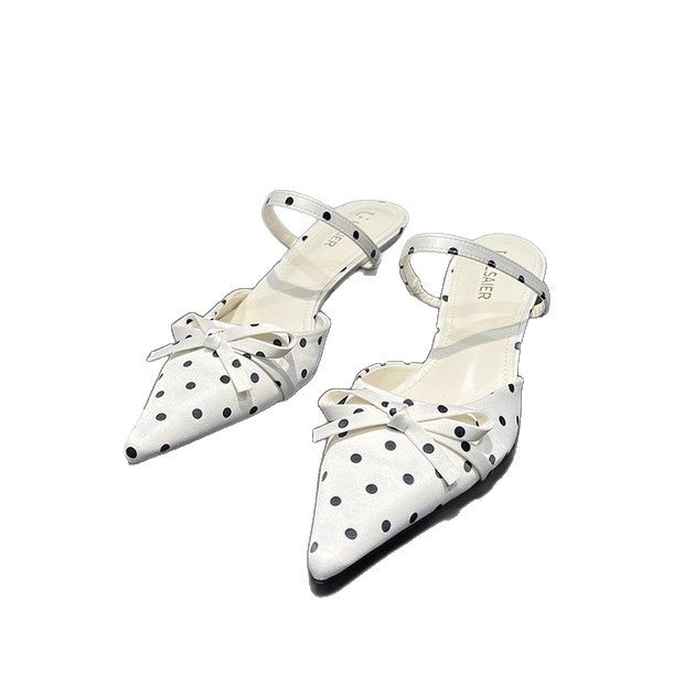 Damen Slingback Pumps mit eleganter Schleifenapplikation und modischem Punktedesign EB