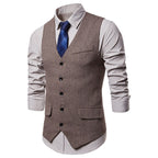 Herren elegante Weste im klassischen Herringbone-Design mit praktischen Taschen R&B