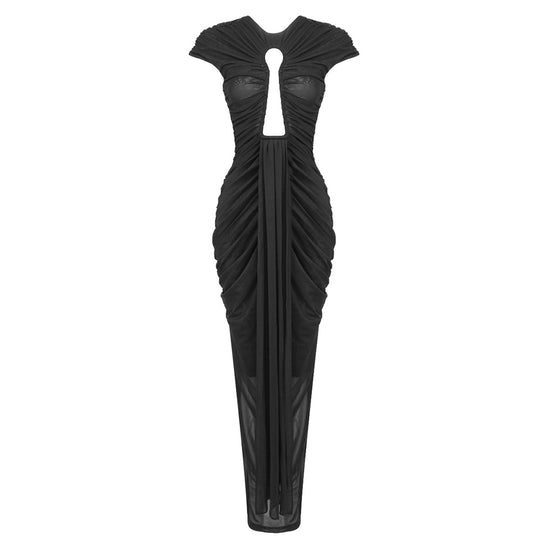 Damen glamouröses Abendkleid mit raffinierten Drapierungen und Schlitz R&B