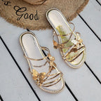 Damen Bunte Riemensandalen mit filigranem Schmetterlingsdesign R&B
