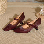 Damen elegante Mary Jane Pumps mit komfortablem Blockabsatz und verstellbarem Riemen