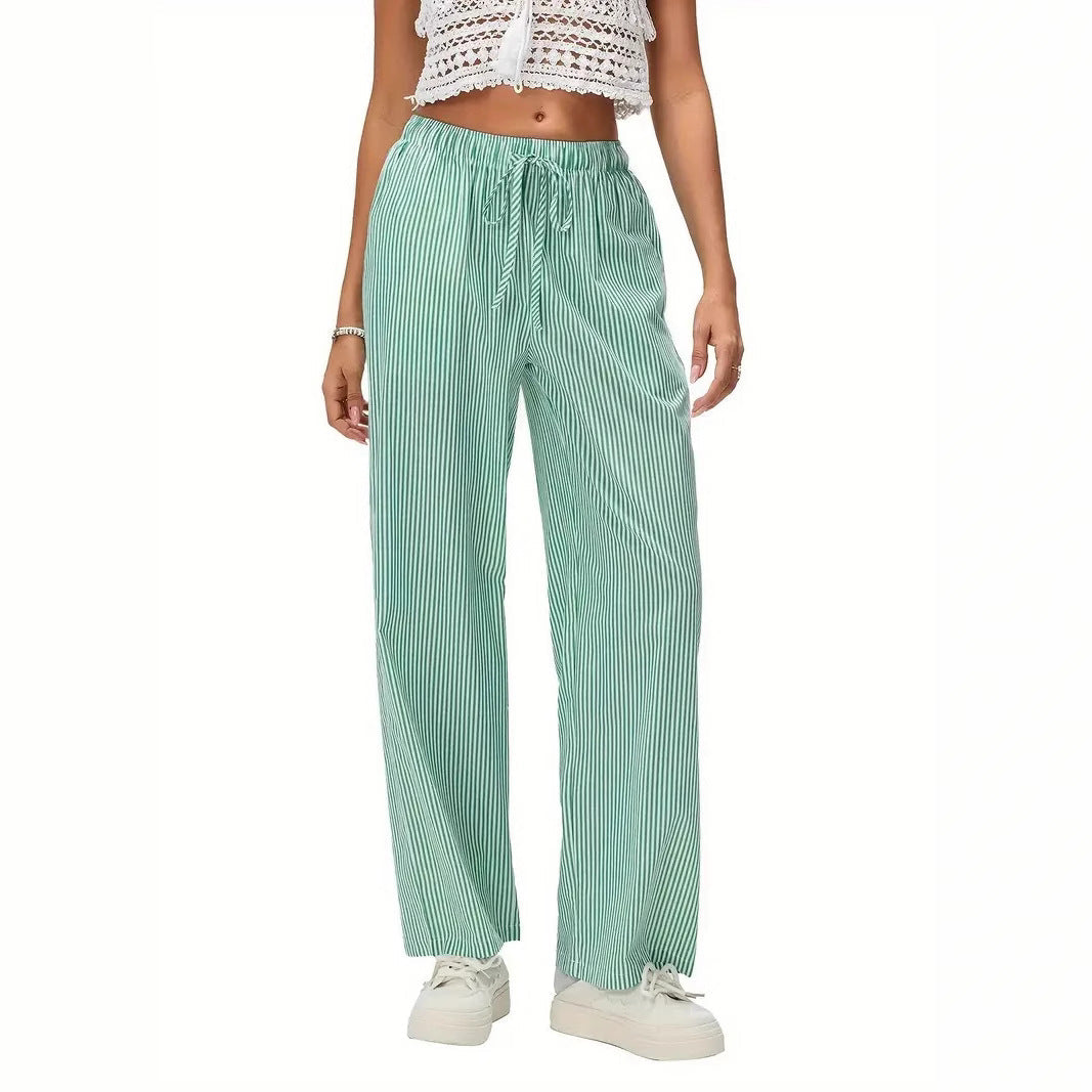 Damen Weit geschnittene Streifenhose mit elastischem Bund R&B