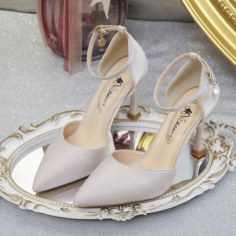 Damen elegante Spitze High Heels mit Riemchen und zierlichem Absatz R&B