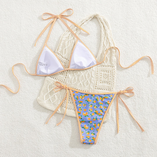 Damen Triangel-Bikini mit Häkeloberteil R&B