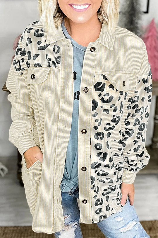 R&B | Sie Wissen Sollten Leopard Farbblock Cordjacke