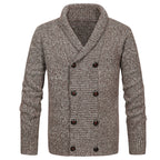 Herren hochwertige Strickjacke mit großem Revers und Knopfdetail R&B