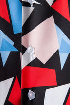 Herren Kurzarmhemd mit kreativem geometrischem Grafikdesign und praktischen Brusttaschen