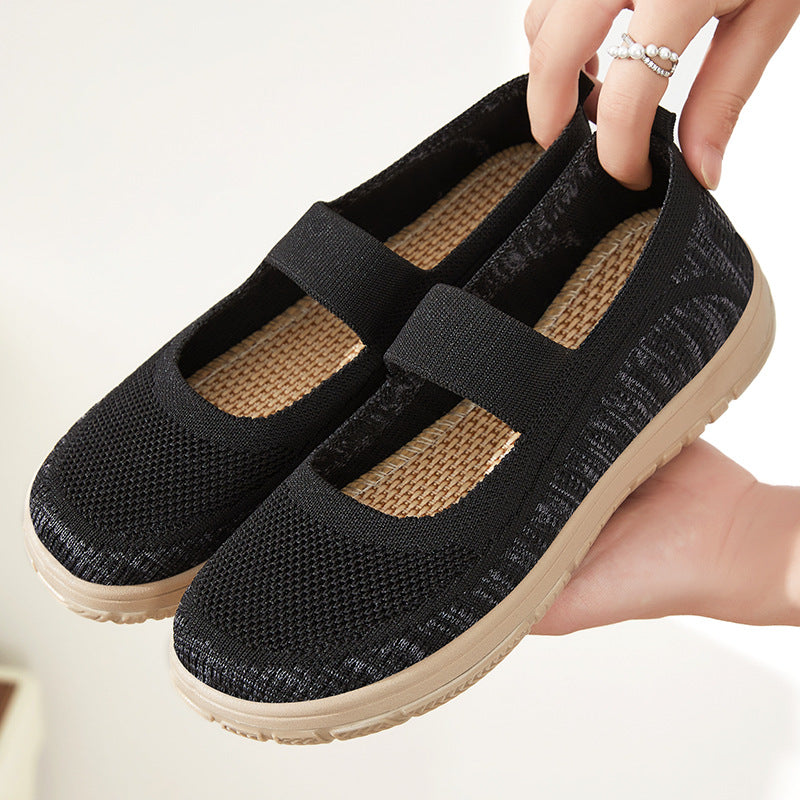 Damen Bequeme Slip-On Sportschuhe mit elastischem Riemen R&B