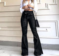 Damen elegante Bootcut-Jeans mit hohem Bund und Gürtel