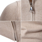 Herren modische Strickjacke mit hohem Kragen und funktionellem Reißverschluss R&B