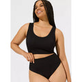 Damen Hochbund Bikini-Set mit strukturierter Oberfläche und modischem Crop-Top R&B