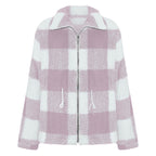 Damen kuschelige Oversize-Jacke mit kariertem Muster R&B