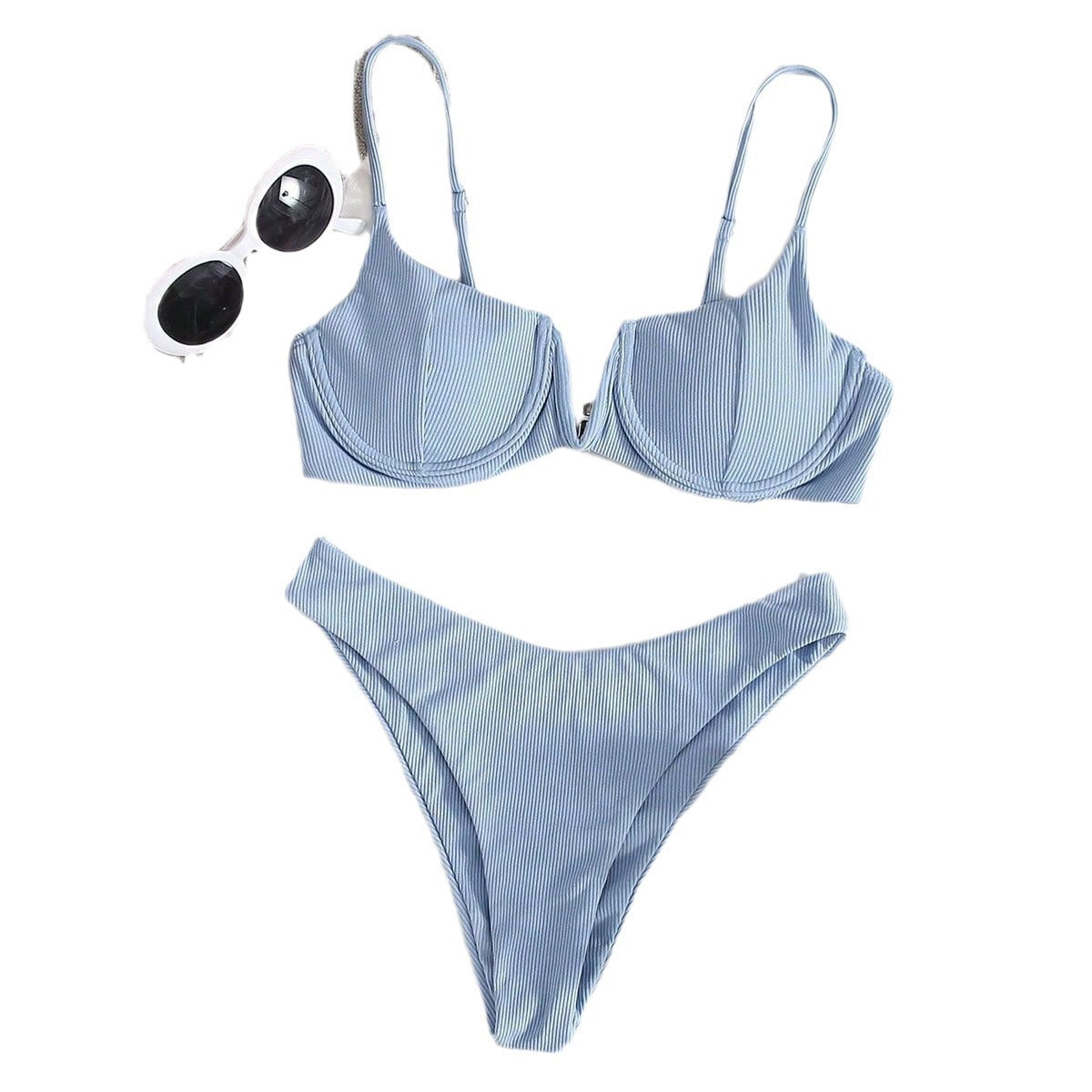 Damen Push-Up Bikini-Set mit elegantem Rippendesign R&B