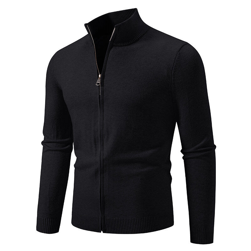 Herren modische Strickjacke mit hohem Kragen und funktionellem Reißverschluss R&B
