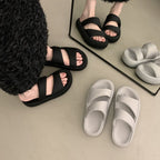 Damen komfortable Plateau-Sandalen mit breitem Doppelriemen und rutschfester Sohle R&B