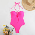 Damen Einteiliger Badeanzug mit modischem Cut-Out-Design und trägerlosem Oberteil R&B