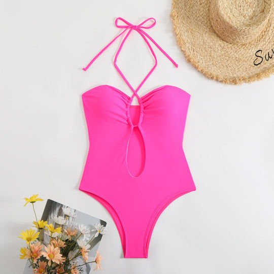 Damen Einteiliger Badeanzug mit modischem Cut-Out-Design und trägerlosem Oberteil R&B