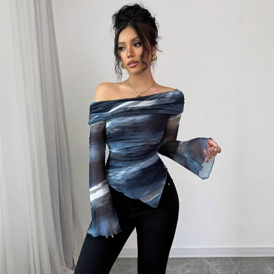 Damen Elegante und figurbetonte Bluse mit Off-Shoulder-Design R&B