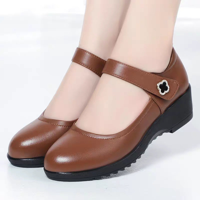Damen Mary Jane Wedge-Schuhe mit verstellbarem Riemen und eleganter Schnalle R&B
