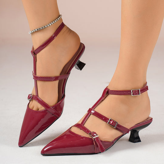 Damen Slingback-Pumps mit verstellbaren Riemen und eleganter Schnalle R&B