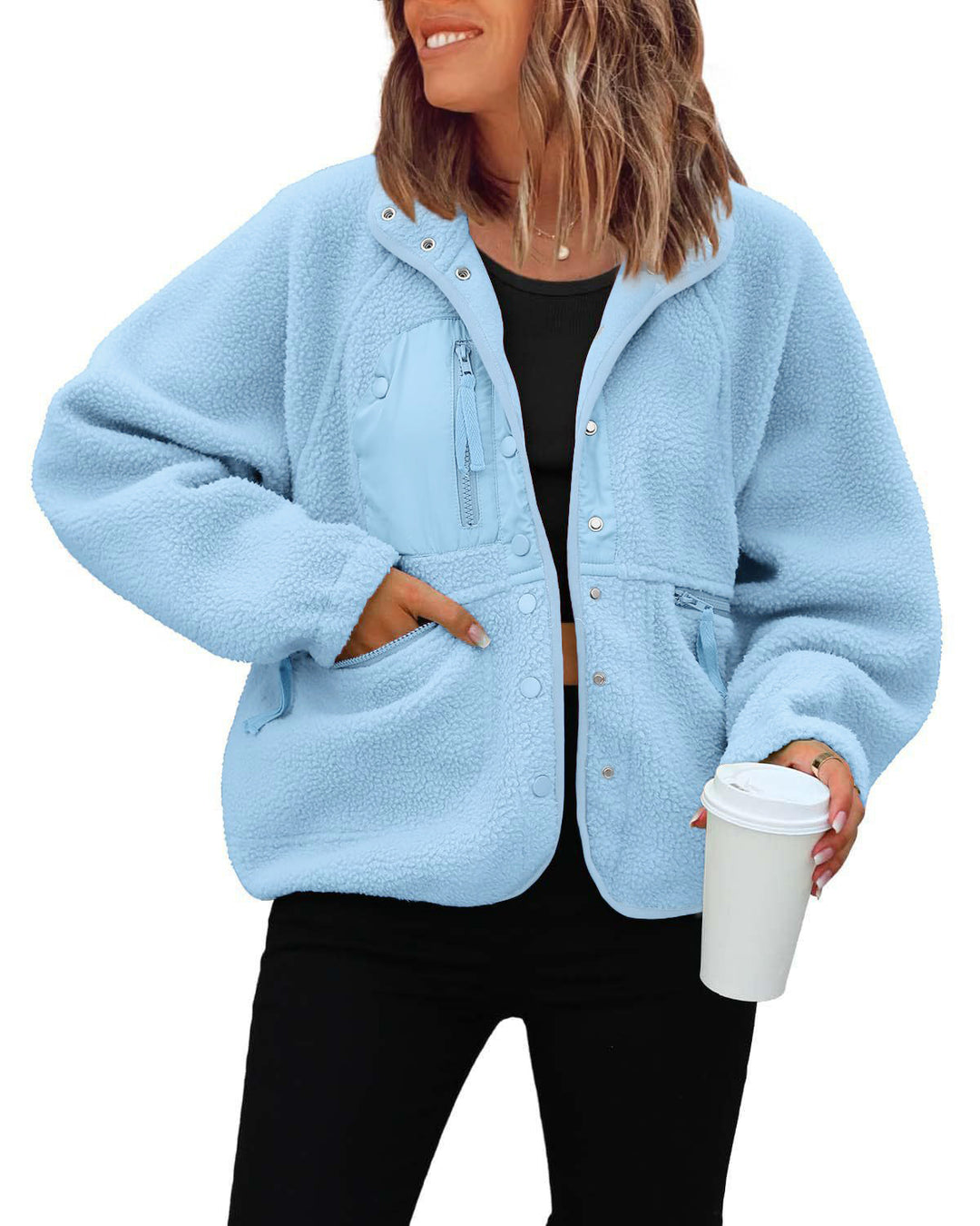 Damen kuschelige Fleecejacke mit praktischen Taschen R&B