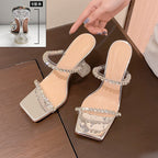 Damen elegante High Heel Sandalen mit glitzernden Strassverzierungen R&B