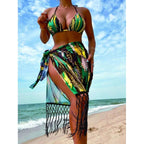 Damen Bikini-Set mit trendigem Fransenüberrock und verstellbaren Trägern R&B