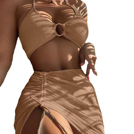 Damen Bikiniset mit raffiniertem Ring und asymmetrischem Rock R&B