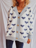 Damen Strickjacke mit herzförmigem Muster und knöpfbarem Design R&B